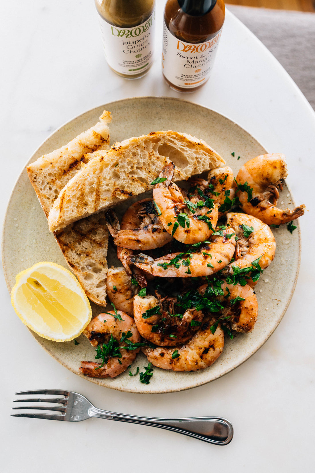 Sweet & Sour Mango Chutney Prawns with Toasty Bread